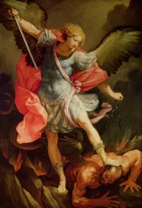 The Archangel Michael defeating Satan (oil on canvas) The Archangel Michael defeating Satan (oil on canvas)