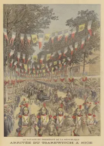 Arrival of the Russian tsarevich in Nice (colour litho) Arrival of the Russian tsarevich in Nice (colour litho)