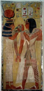 Art of ancient Egypt: King Sethi I and goddess Hathor, comes from the tomb of Sethi I Art of ancient Egypt: King Sethi I and goddess Hathor, comes from the tomb of Sethi I