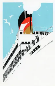 Art Deco 1920s Illustration of a Cruise Ship with Passengers, 1928 (silkscreen) Art Deco 1920s Illustration of a Cruise Ship with Passengers, 1928 (silkscreen)