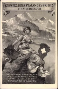 Artist Ak Schweiz, Herbstmaneuver 1912, Kaiserbesuch, Helvetia (b/w photo) Artist Ak Schweiz, Herbstmaneuver 1912, Kaiserbesuch, Helvetia (b/w photo)