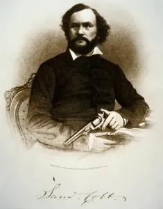 Samuel Colt Holding a Percussion Revolver Print