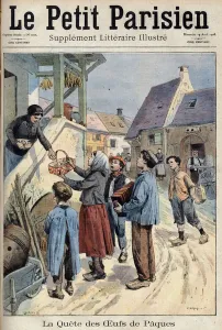 Easter Egg Tradition Prints: Custom of Easter Feast: The Quest of Easter Eggs. One of the newspaper