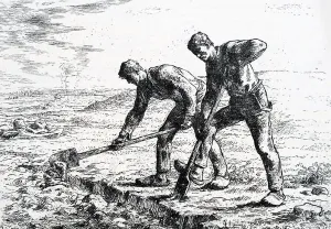19th Century Print of Millet's The Diggers