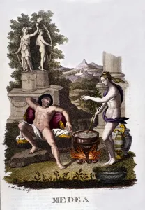 Costa Fine Art Collection Prints: Representation of Medea preparing his curses after the cycle of Argonauts