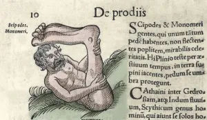 16th Century Sciapod Monster Engraving Print