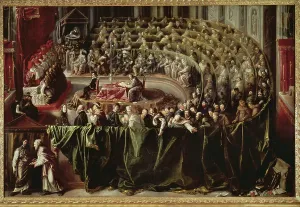 Prints of ELS9061656 Trial of Galileo Galilei before the Inquisition, 1633 (painting) by Unknown Artist Vatican City Prints: Trial of Galileo Galilei, 1633 Print (17th century)
