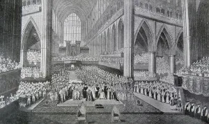 Prints of UIG3521679 Coronation of King William IV and Queen Adelaide at Westminster Abbey; (add.info.: Coronation of King William IV and Queen Adelaide at Westminster Abbey); Universal History Archive/UIG Westminster Prints: Coronation Print of King William IV and Queen Adelaide