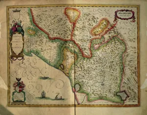 17th Century Print of State of Lucca, Italy by Willem Blaeu
