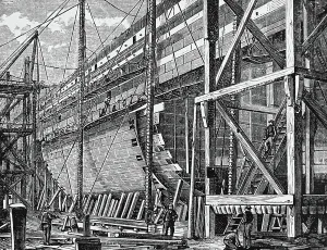 Great Eastern Ship Prints: The Great Eastern used during the creation of the Atlantic Telegraph, 1850
