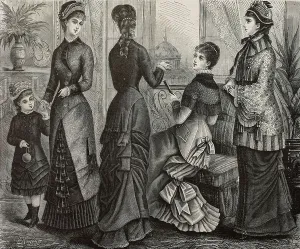 Vintage Women's Clothing Styles Prints: Women wearing spring toilette, Madame Coussinet design