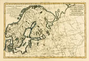 Prints of KW205833 Northern Europe, including Denmark, Norway, Sweden and Lapland, with most of Western Russia Map Prints: Northern Europe Print, coloured engraving