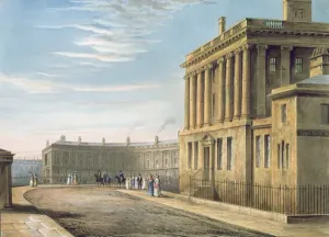 Colour lithograph print of The Royal Crescent in Bath