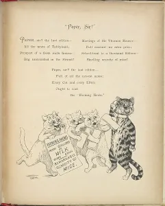 Louis Wain Art Prints: Paper, sir? Evening mews... Cats with a newspaper