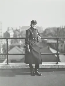 Prints of GHL1787440 London Ambulance Service: woman wearing A.R.P Ambulance Prints: London Ambulance Service Print, 1938 Black and White Photograph