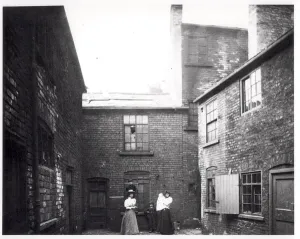 19th Century Print of Two Women with Children, Leeds 1896
