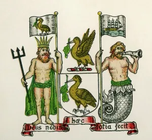 Prints of 6317641 Coat of arms of Liverpool, England, 1907 (engraving) by English School, (20th century); (add.info.: Coat of arms of Liverpool, England) Liverpool Prints: Liverpool Coat of Arms Print, 1907 Engraving