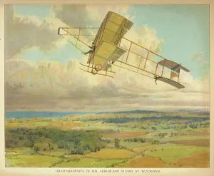 Grahame-White in Aeroplane over Blackpool, Print 1912
