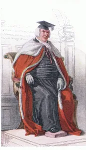 Prints of IL3790047 Vice Chancellor, illustration from The Sphere, 1953 (colour litho) by English School, (20th century); Private Collection Cambridge Prints: Colour lithograph print of a Vice Chancellor