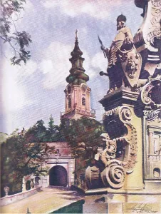 Prints of 3551934 Nyitra Cathedral, Czechoslavakia, illustration from Hutchinson's Picturesque Europe Vol 3 published by Hutchinson and Co Ltd Slovakia Prints: Nyitra Cathedral Print, Colour Lithograph