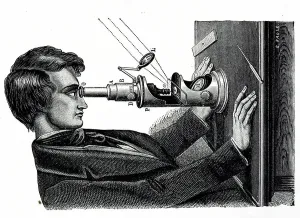 Science Illustration Art Prints: The use of a compound microscope