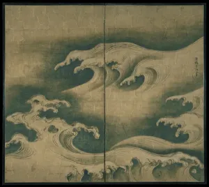 Rough Waves, Two-Panel Folding Screen Print (1704-9)