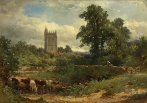 British Landscape Artwork Prints: Bitton Church, 1856 (oil on canvas)