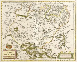 Theatrum Orbis Terrarum Prints: Map of Thuringia (Germany) (etching, 1671)