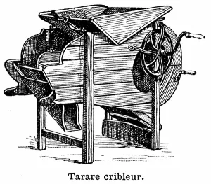 Larousse Prints: Screening Tarare Print: a grain cleaning apparatus illustration