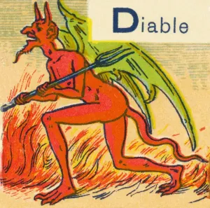 19th Century French School Print: D as Devil, 1900