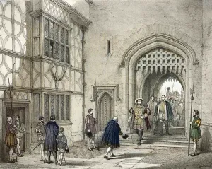 HenryVIII Prints: Henry VIII at Hever Castle Print, 19th Century Engraving