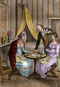 Domestic Scene Painting Prints: Little dinner. Olympe de Gouges (1748-1793), French woman of letters