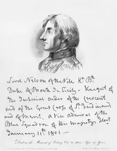 Lord Nelson Prints: Fine Art Print of Admiral Horatio Nelson with Handwriting
