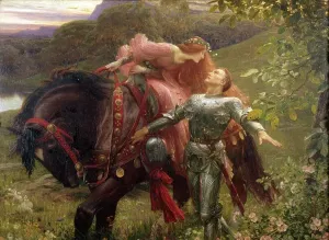 Prints of BAG13619 La Belle Dame Sans Merci, exh.1902 (oil on canvas) by Dicksee, Frank (1853-1928); 137.1x187.9 cm; Bristol Museum and Art Gallery Bristol Prints: La Belle Dame Sans Merci Print, 1902 Oil on Canvas