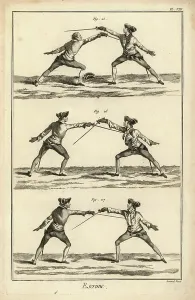 Historical Fencing Images Prints: Return in second after card over arm