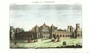 Giulio Ferrario Costume Book Prints: View of Petrovsky Palace, Moscow, 1847 (engraving)