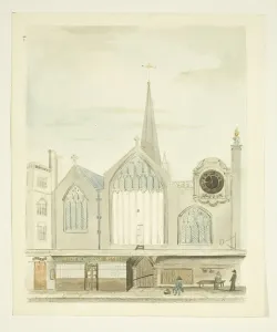 Bristol City Landmarks Prints: Copy of a drawing of Old Christ Church, 1822 (pencil & w / c on paper)