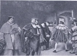 Dismissal of Cardinal Wolsey Print, c.1950s (colour litho)