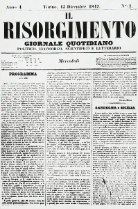 Western Script Typography Illustration Prints: First page of first issue of Il Risorgimento