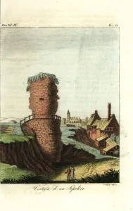 Giulio Ferrario Costume Book Prints: Ruins of the mausoleum to Drusus near Mainz, Germany (handcoloured copperplate engraving)