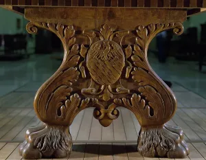 Renaissance Interior Design Prints: Rectangular walnut table, made in Florence, Italy, 16th century, Detail