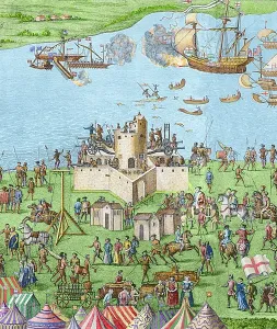 HenryVIII Prints: The sinking of the Mary Rose during the Battle of the Solent, 1545 Print