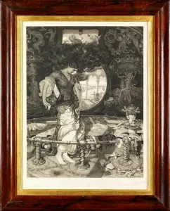 Lady Of Shalott Prints: The Lady of Shalott Mezzotint Print by John Douglas Miller