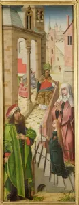 Flemish Renaissance Painting Prints: The Presentation of the Virgin, left panel of triptych, late 15th-early 16th century