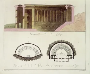 Giulio Ferrario Illustration Prints: The Odeon of Pericles: plan and cross section