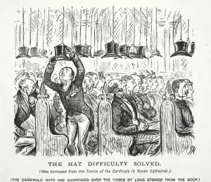 Punch Magazine Satire Prints: The Hat Difficulty Solved (litho)