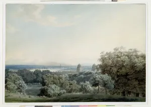 London River Thames Scene Prints: London from Greenwich Hill, c. 1791 (w / c)
