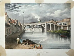 Skew Bridge, Bath c. 1840-70 Coloured Lithograph Print
