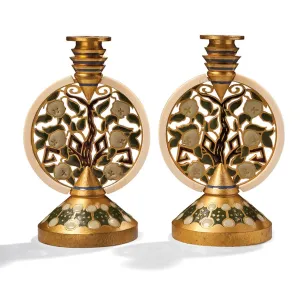 Gilt Bronze Enamel and Ivory Candlesticks Print