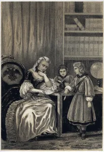 Russian Leader Prints: Print of Catherine II with her grandchildren, 1860 engraving